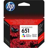 HP #651 Tri Colour Ink Cartridge (300 Pages)